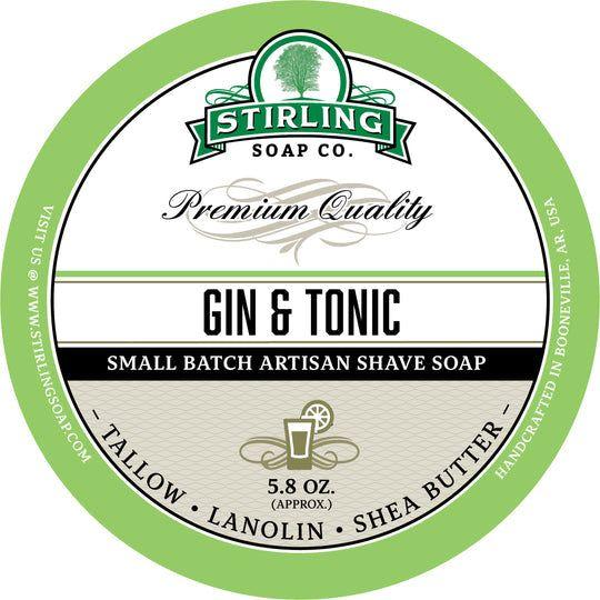 Pasteur Pharmacy Stirling Soap Co. Gin & Tonic Shaving Collection with shaving soap, brush, and accessories in a premium set.