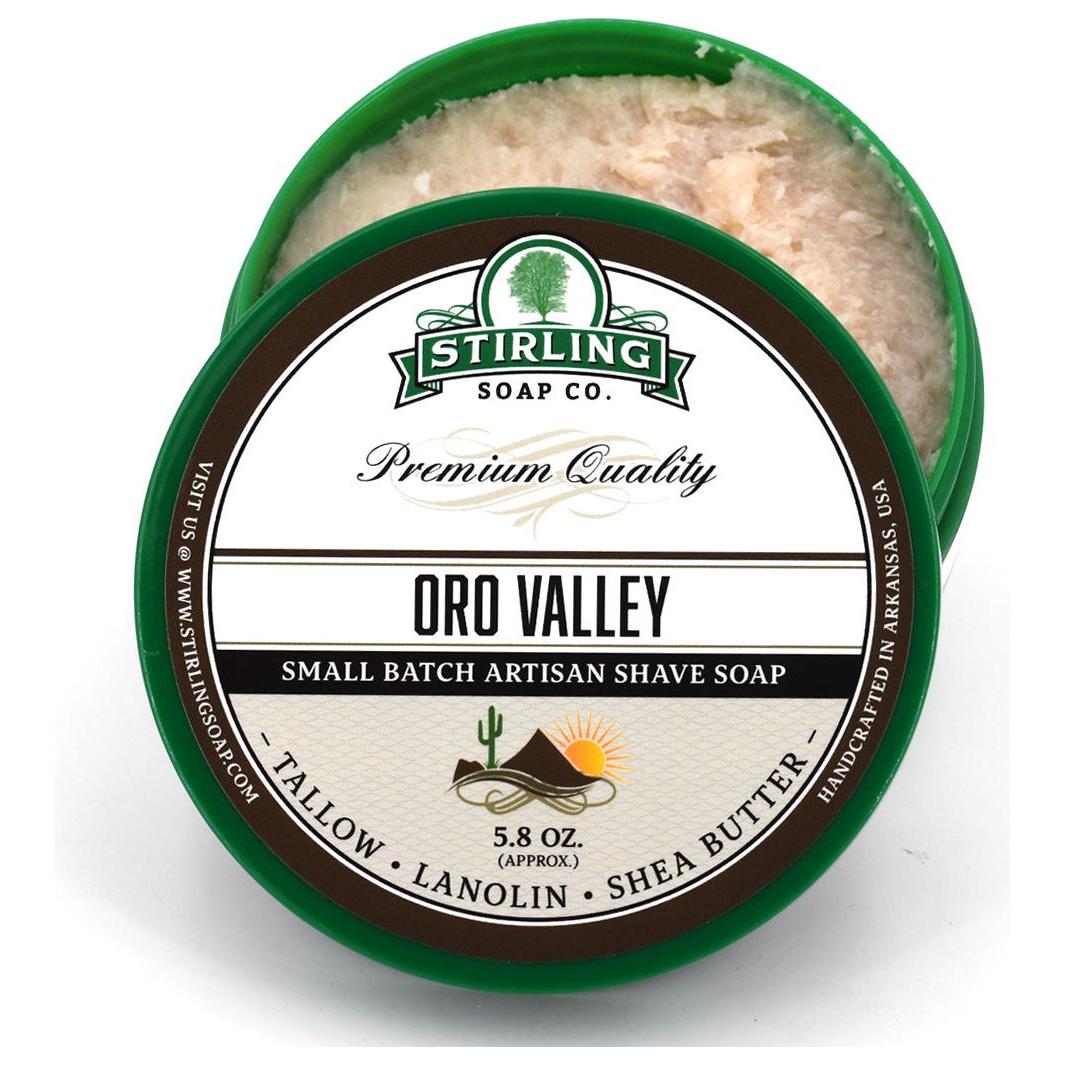 Pasteur Pharmacy Stirling Soap Co. Oro Valley Shaving Collection with shaving soap, brush, and accessories in a stylish set.