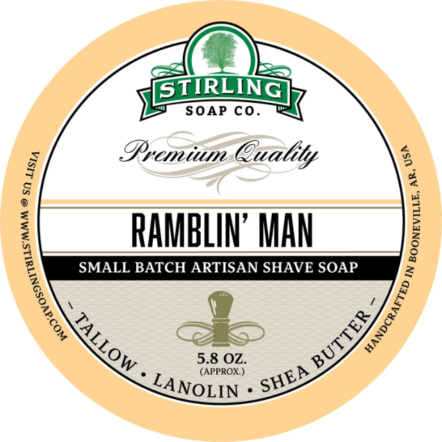 Pasteur Pharmacy Stirling Soap Co. Ramblin' Man shaving set with soap, brush, and accessories for a complete grooming experience.