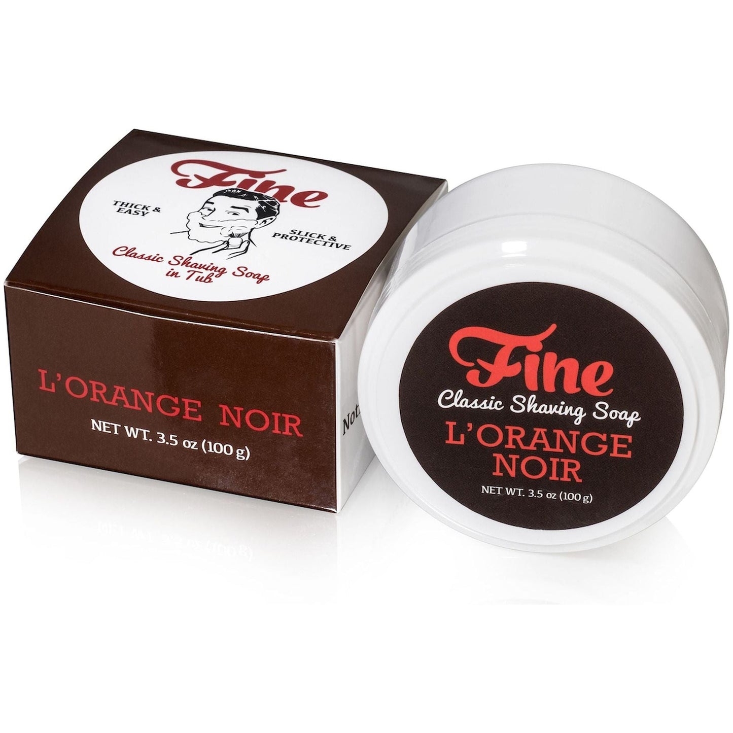 Fine Classic L'Orange Noir shaving set with 5 oz shaving soap, including a brush and accessories, by Pasteur Pharmacy.