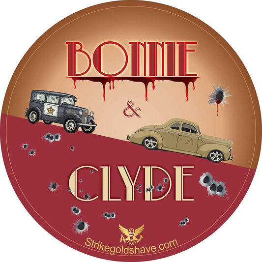 Pasteur Pharmacy Strike Gold Shave Bonnie & Clyde shaving set with 5 oz shaving soap in a vintage-style collection.