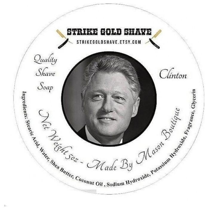 Strike Gold Shave Clinton Shaving Collection with 5 oz shaving soap, by Pasteur Pharmacy, featuring a traditional shaving set.