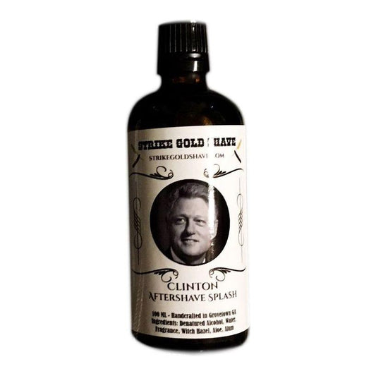 Pasteur Pharmacy Strike Gold Shave Clinton Shaving Collection with shaving soap in a 5 oz tin, featuring a classic grooming set.