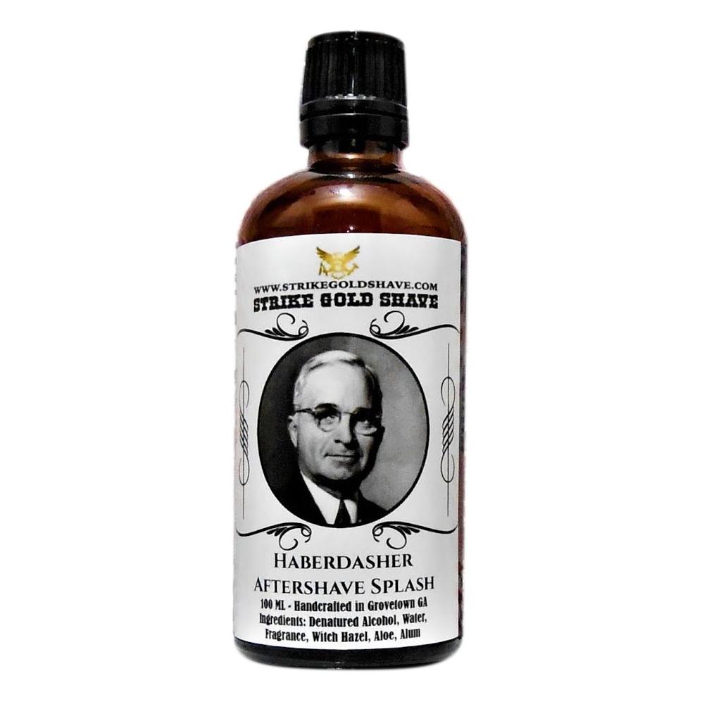Pasteur Pharmacy Strike Gold Shave Haberdasher Shaving Collection with 5 oz shaving soap, brush, and accessories in a classic set