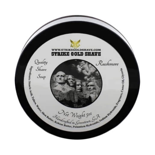 Pasteur Pharmacy Strike Gold Shave Rushmore Shaving Collection with 5 oz shaving soap, featuring grooming accessories in a stylish set.