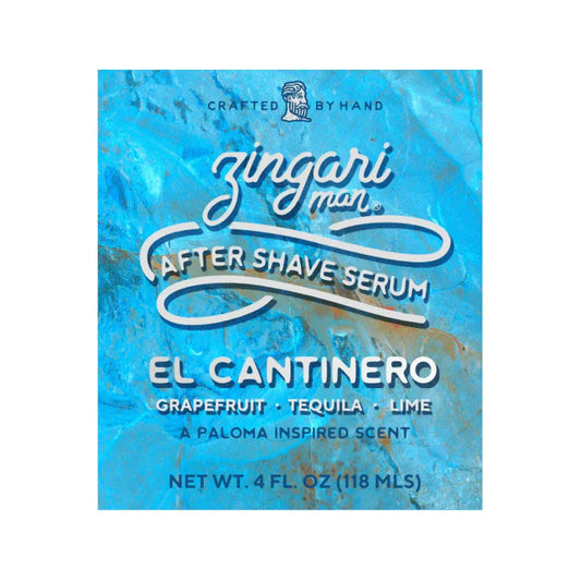 Zingari Man El Cantinero shaving collection with shaving soap in a 5 oz container, featuring a premium shaving set from Pasteur Pharmacy.