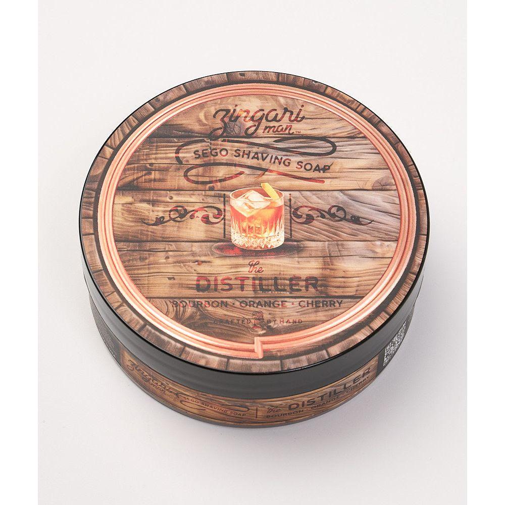 Pasteur Pharmacy Zingari Man The Distiller Shaving Collection with shaving soap in a 5 oz container and grooming accessories.