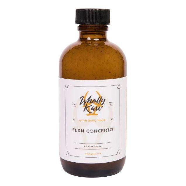 Wholly Kaw Fern Concerto Shaving Collection with tallow shaving soap, brush, and accessories in a complete shaving set.