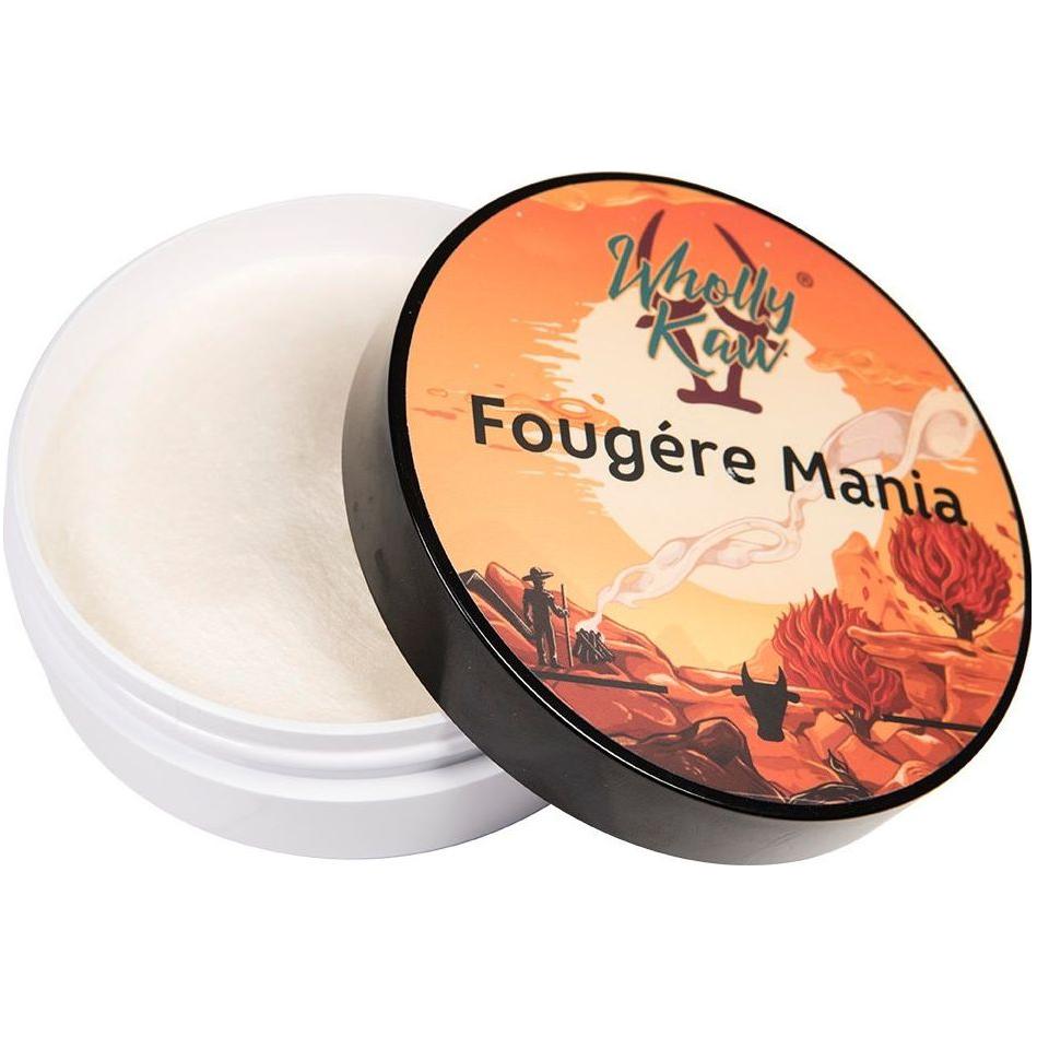 Wholly Kaw Fougere Mania shaving set by Pasteur Pharmacy, including 4 oz tallow shaving soap and grooming accessories.