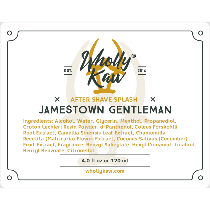 Wholly Kaw Jamestown Gentleman Shaving Collection with tallow shaving soap in a 4 oz tin, featuring a traditional shaving set by Pasteur Pharmacy.
