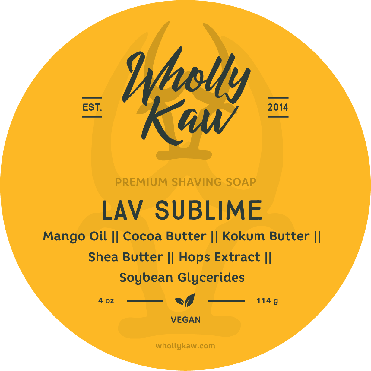 Wholly Kaw Lav Sublime Shaving Collection with tallow shaving soap in a 4 oz container, featuring a premium shaving set by Pasteur Pharmacy.