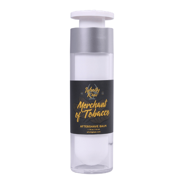 Wholly Kaw Merchant of Tobacco shaving set including tallow shaving soap in 4 oz container with grooming accessories, by Pasteur Pharmacy