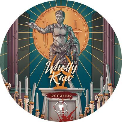 Wholly Kaw Denarius Shaving Collection with tallow shaving soap, shaving brush, and accessories in a classic set.