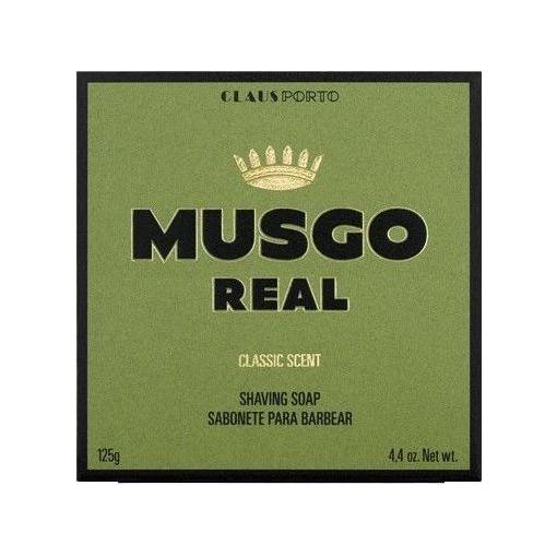 Claus Porto Musgo Real Classic Scent Shaving Soap in 4.4 oz container, creamy lather with vintage-style packaging.