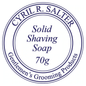 Cyril R. Salter Solid Shaving Soap 70g in a round container, with a smooth, creamy surface, ideal for traditional shaving.