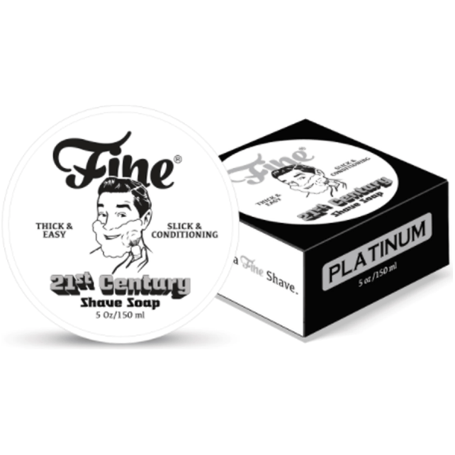 Fine Accoutrements Platinum Shaving Soap in a 5 oz container, creamy texture, ideal for a smooth shave, by Pasteur Pharmacy.