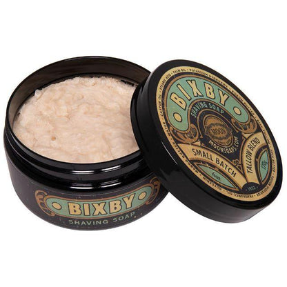 Moon Soaps Bixby Shaving Soap in a 6 oz container, creamy lather, natural ingredients, from Pasteur Pharmacy.