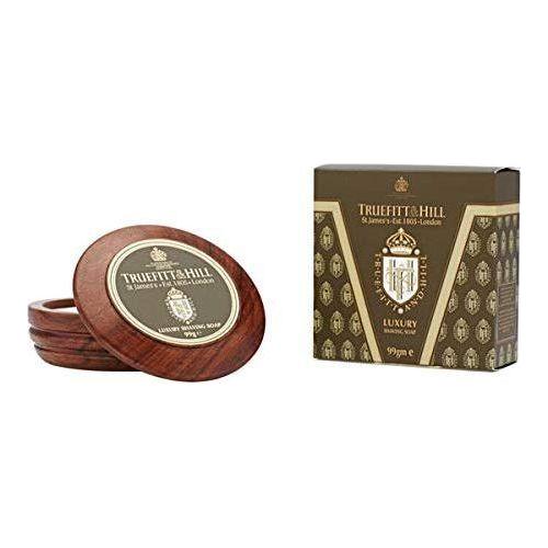 Truefitt & Hill luxury shaving soap in a wooden bowl, 3.3 oz, with a smooth, creamy texture for a close shave