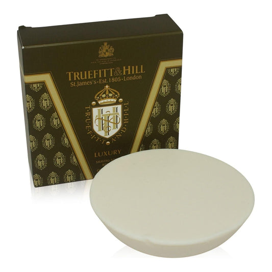 Truefitt & Hill luxury shaving soap refill in 3.3 oz container, classic grooming product for a smooth shave