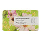 Pasteur Pharmacy Shea Butter Soap with Rhubarb and Lychee scent in 150g, showing a white bar wrapped in elegant packaging.