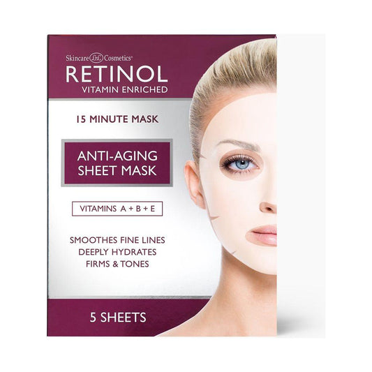 Pasteur Pharmacy Retinol Anti-Aging Sheet Masks, set of 5, hydrating facial masks with rejuvenating retinol for youthful skin.