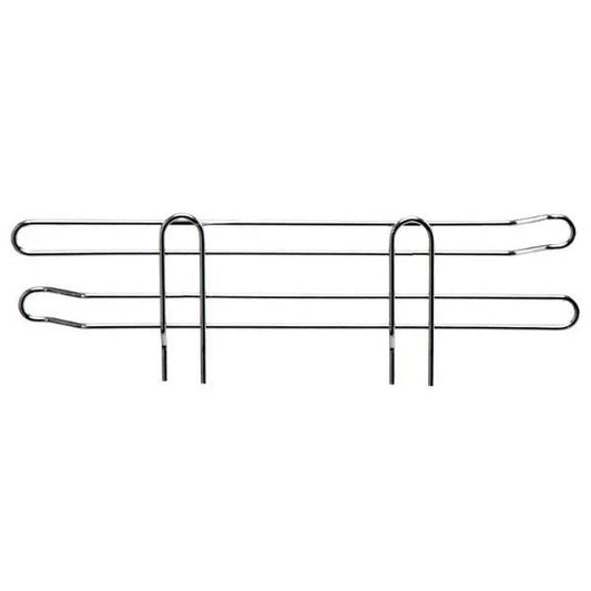 Chrome 14-inch side ledge shelving by Pasteur Pharmacy with 8 durable shelves, ideal for organizing and display.
