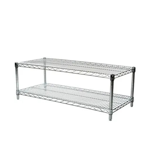 Chrome wire shelf measuring 18x54 inches, two-pack, ideal for storage or organization in commercial or home settings.