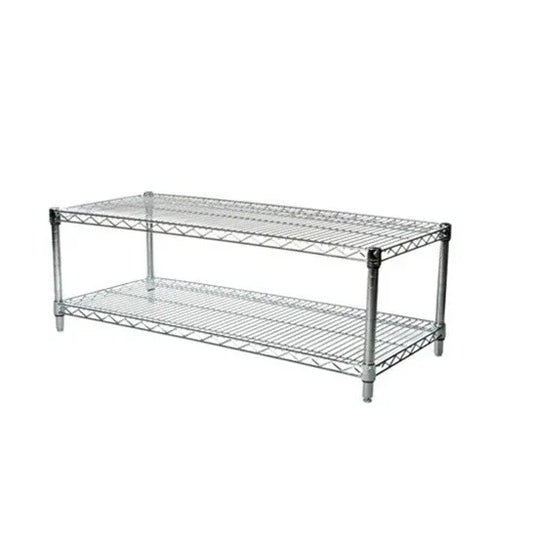 Chrome wire shelf measuring 18x54 inches, two-pack, ideal for storage or organization in commercial or home settings.