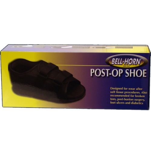 Black DJO Global post-op surgical shoe for females in large size, designed for medical recovery and support.