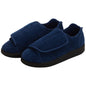 Silvert's women's navy easy closure slippers with extra-wide fit, comfortable shoes for everyday wear.