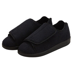 Silverts black reusable slippers for women, size 10, 2X-wide with slip-resistant soles, casual shoes for comfort and safety.