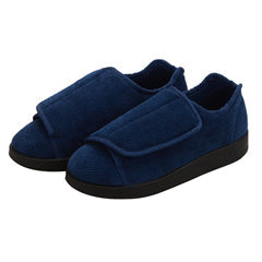 Silverts blue reusable slippers for women, size 8, 2X-wide with slip-resistant sole, designed for comfort and safety.