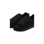 Black Silverts slippers in size 9, 2X-wide, designed for comfort, featuring soft fabric and slip-on style.