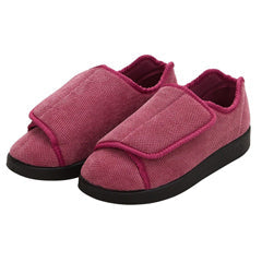 Silverts Dusty Rose slippers in size 11, 2X-wide, showing soft fabric and comfortable slip-on shoe design
