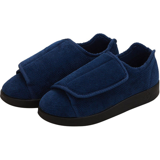 Navy blue Silverts slippers in size 11, 2X-wide, designed for comfort, with a soft fabric upper and slip-on style.