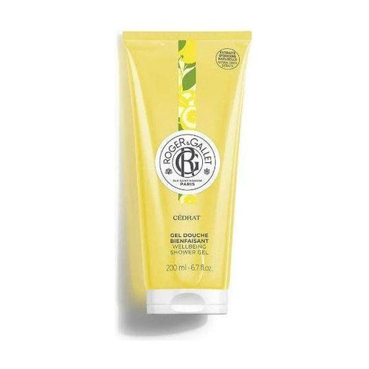 Roger & Gallet Cedrat Citron shower gel in 6.6oz bottle, featuring fresh citrus scent and vibrant packaging.