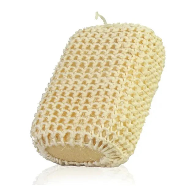 Sisal sponge labeled Touch Me by Pasteur Pharmacy, natural exfoliating sisal material for skincare and cleansing.