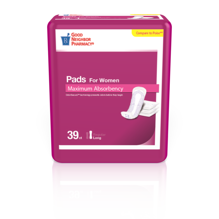 Pasteur Pharmacy bladder pads for women, maximum absorbency, 4 packs of 39, designed for comfort and protection.