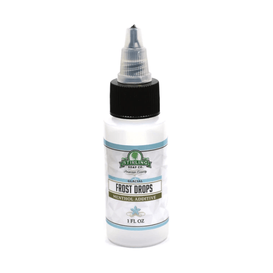 Stirling Soap Co. Frost Drops Menthol Additive 1 oz in clear bottle, skin care additive with menthol for cooling sensation
