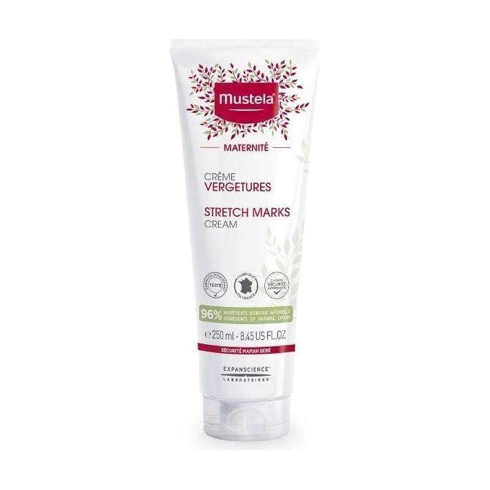 Mustela Stretch Marks Cream by Pasteur Pharmacy, 250ml skin care cream for stretch marks, fragrance-free, smooth and nourishing.