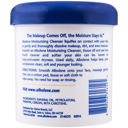 Fragrance-free Albolene Moisturizing Cleanser Cream in 12 oz jar, gentle skin care product by Pasteur Pharmacy
