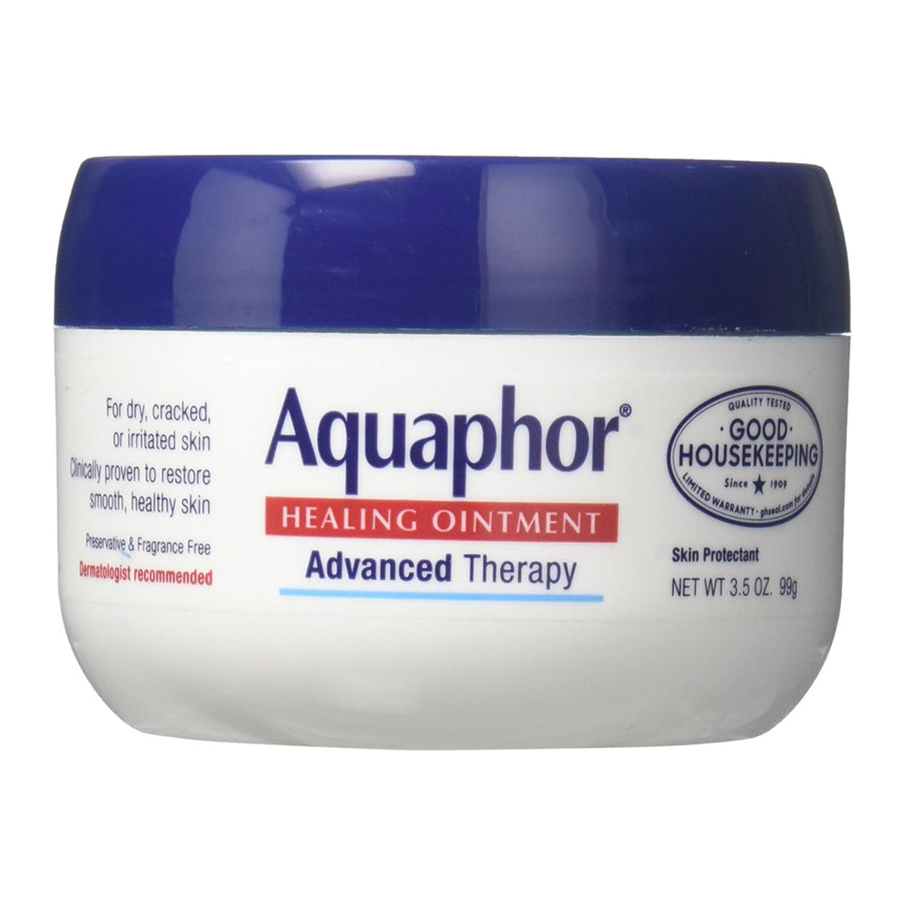 Aquaphor Healing Ointment by Pasteur Pharmacy for dry, cracked, or irritated skin, showing the tube and skin application.