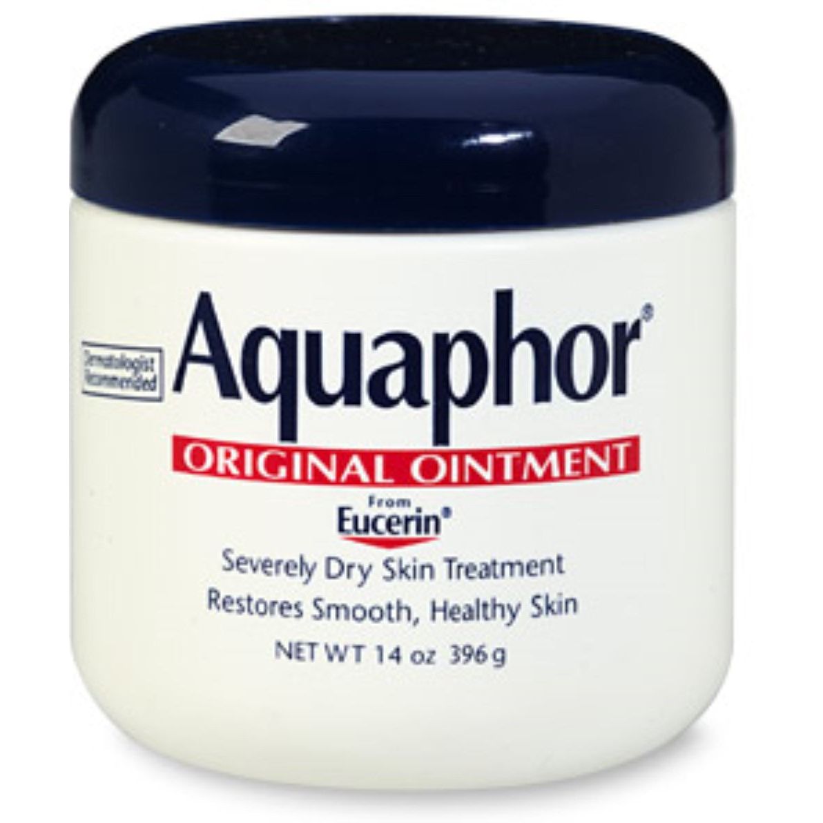 Aquaphor Severely Dry Skin Treatment ointment in a 14 oz jar, natural skin care product for soothing and moisturizing severely dry skin.