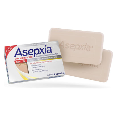 Asepxia Acne Treatment Neutral hypoallergenic bar soap by Pasteur Pharmacy, 4 oz, gentle skin care for acne-prone skin.