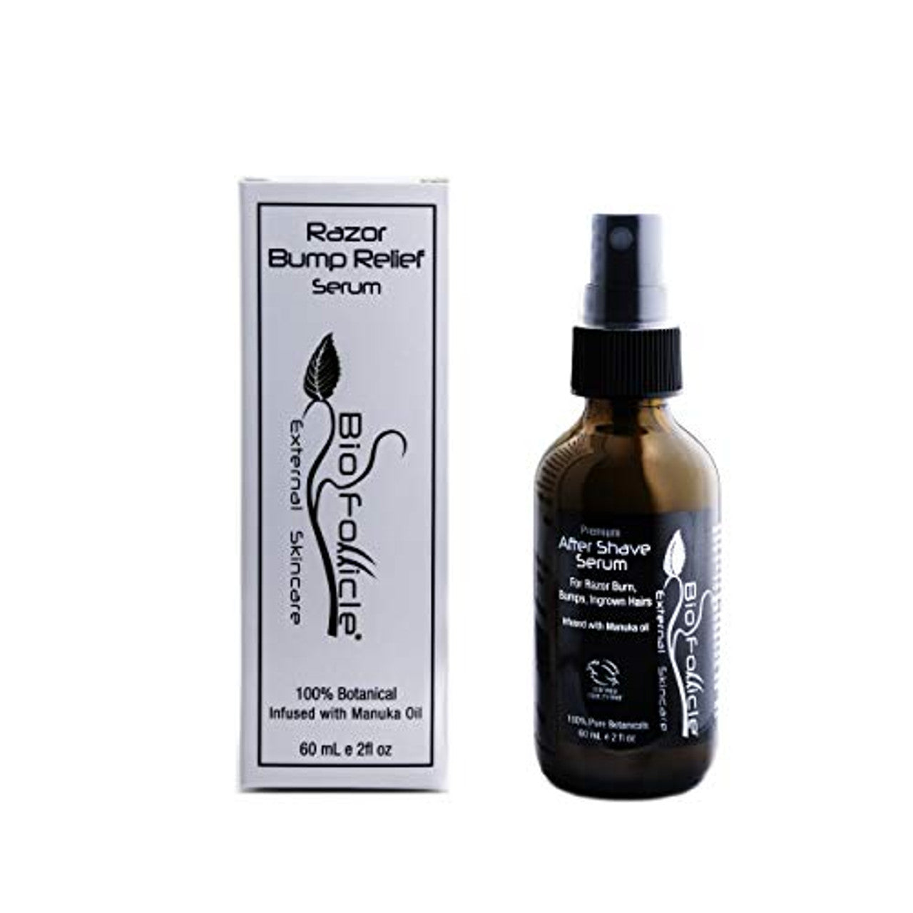 Bio Follicle After Shave Serum from Pasteur Pharmacy with Manuka oil, tea tree, lavender, and aloe vera for soothing, bump, and burn relief.