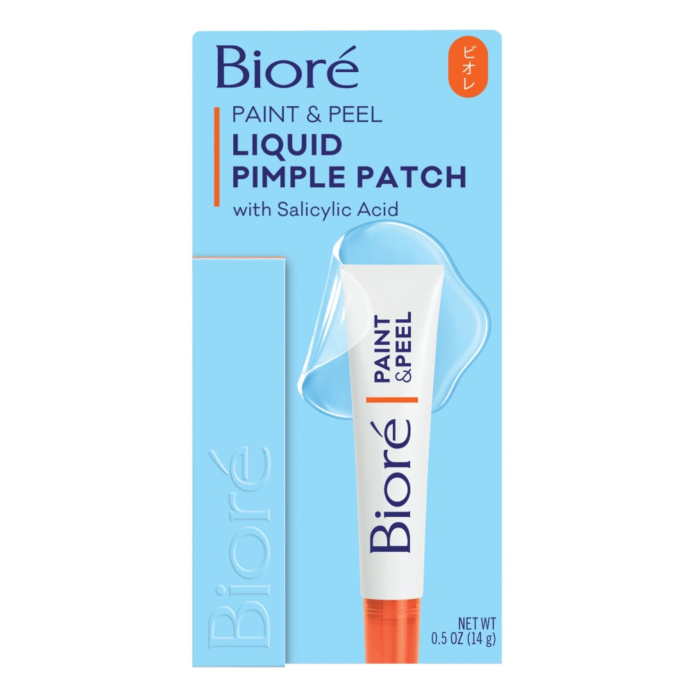 Biore Paint & Peel Liquid Pimple Patch from Pasteur Pharmacy, 0.5 oz, skin care product for acne treatment and pore cleansing.