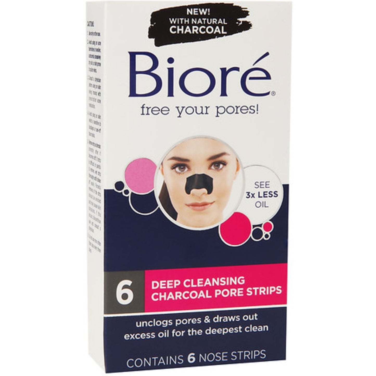 Biore Pore Strips for deep cleansing, oil control, featuring charcoal for clear, smooth skin. Pasteur Pharmacy skin care product.