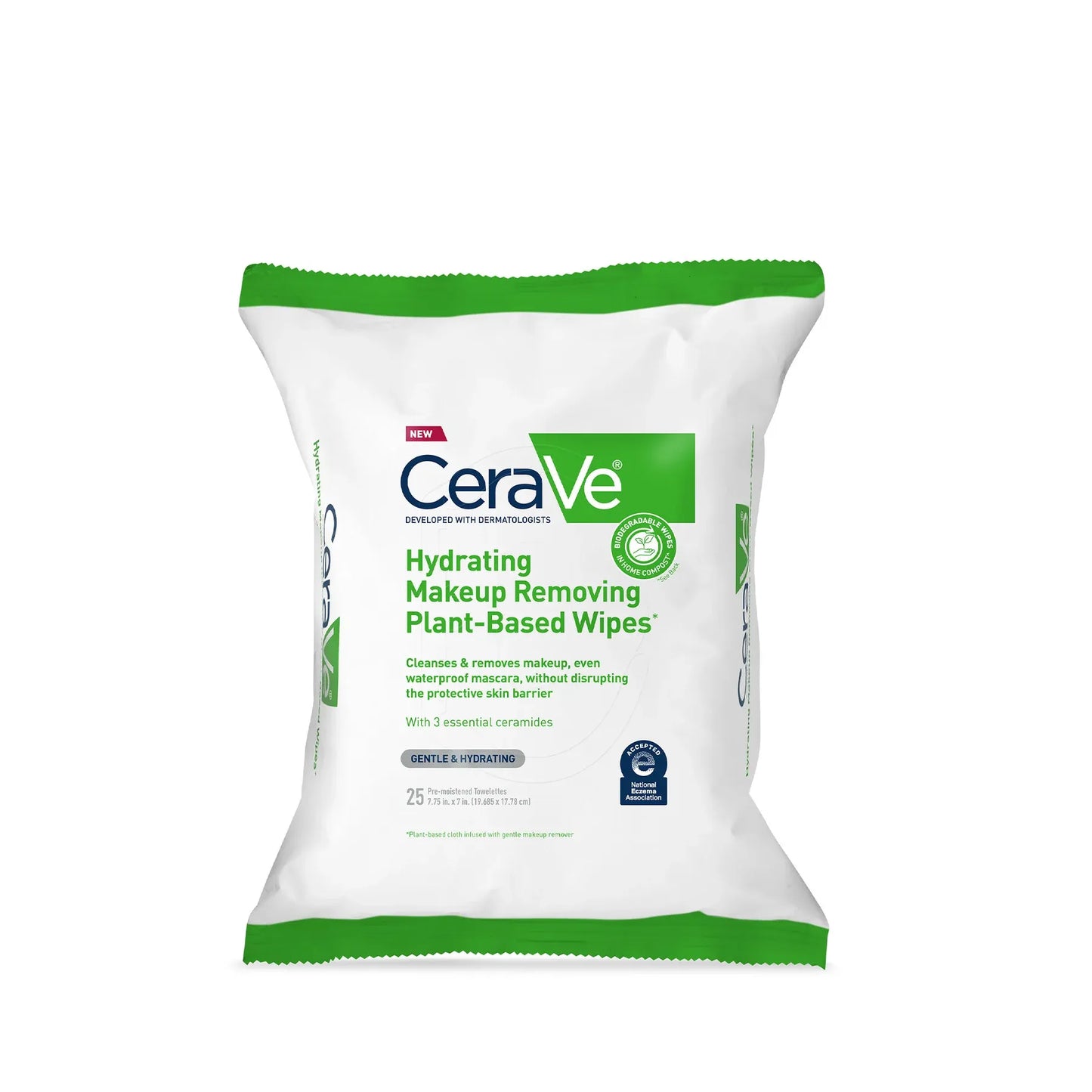 CeraVe Hydrating Makeup Removing Wipes by Pasteur Pharmacy, 25-count, gentle facial wipes for removing makeup and hydrating skin.