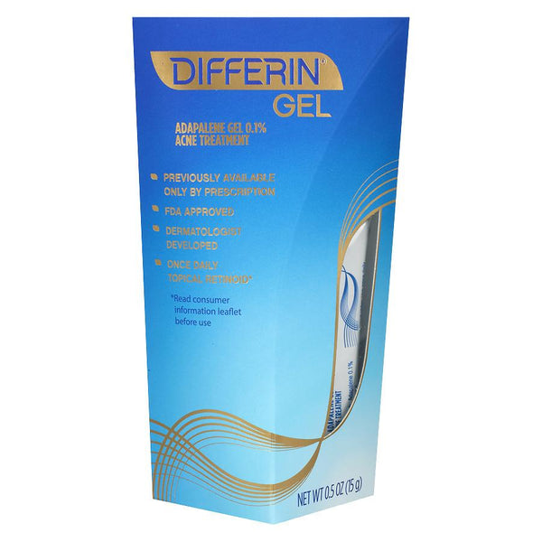 Differin Acne Treatment Gel in 0.5 oz tube, skincare product for acne-prone skin by Pasteur Pharmacy