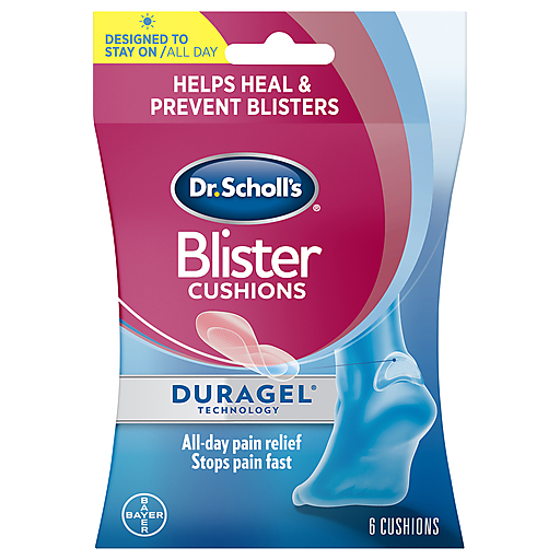 Dr. Scholls Active Series Blister Treatment Cushions for skin care, designed to protect and soothe blisters on the skin.